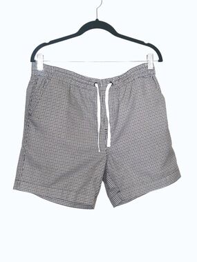 Djab Houndstooth Drawstring Shorts M/L Elastic Waist Casual Lounge Streetwear